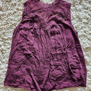 Wine Sleeveless Top